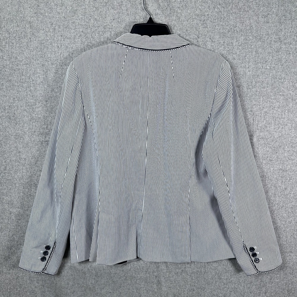 Talbots Size 16 Womens Blazer Pinstripe Blue Two Button Lined Work Long Sleeve - Picture 2 of 14